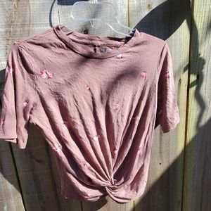PINK Girlfriend Twist Front Girlfriend Crop T Smal